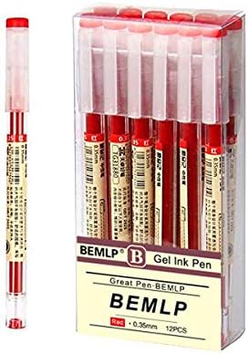 BEMLP Gel Ink Pen Extra Fine Point Pens Ballpoint Pen 0.35mm Red Liquid Ink Rollerball Gel Pens Premium Quick-Drying For Japanese Office School Stationery Supply 12 Packs