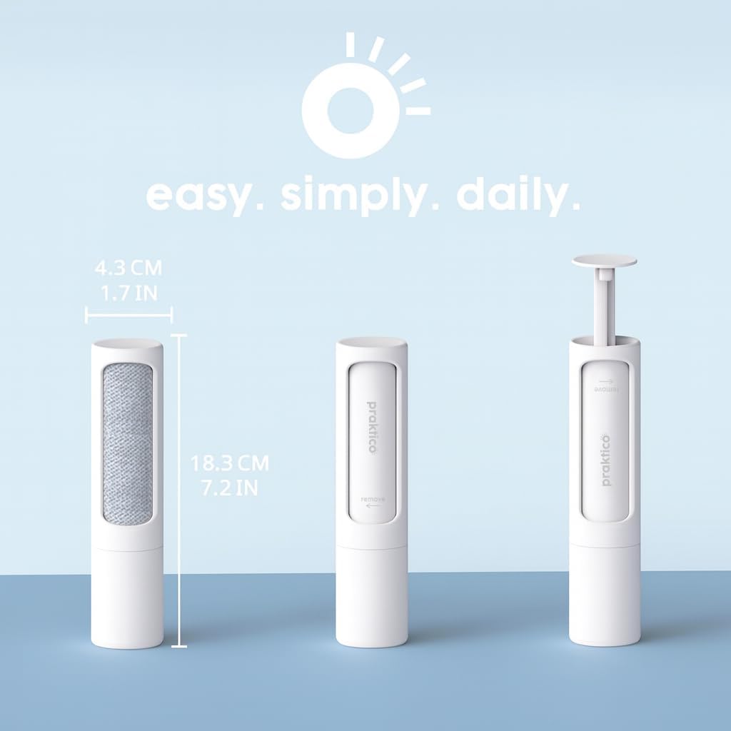 Reusable Lint Roller – Portable & Compact Pet Hair Remover for Clothes, Furniture & Car | Eco-Friendly, Washable & Durable (White)