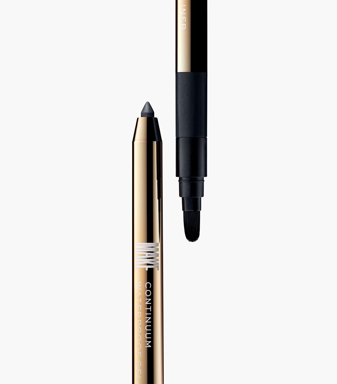 MAKE Beauty Continuum Waterproof Gel Eyeliner Pencil. Creamy, Pigmented Multi-Use, including Waterline with Built-in Sharpener and Blending Brush. Smudge-Proof Makeup. Shade - Eclipse, Black