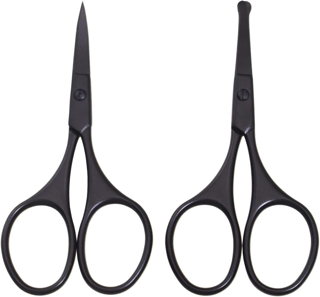 Multicolor Professional Grooming Scissors for Personal Care Facial Hair Removal and Ear Nose Eyebrow Trimming Stainless Steel Fine Straight Tip Scissors 3.9 Inch (Black Set D)