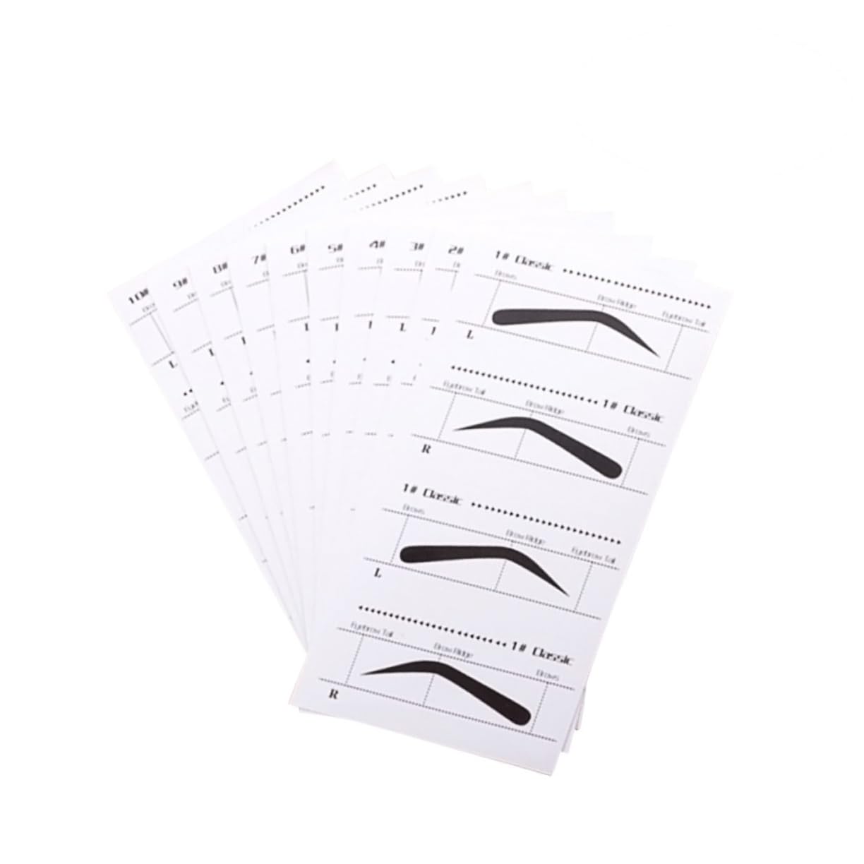 Eyebrow Card Stencils Kit - 10 Adhesive Eyebrow Templates for Precise Shaping Easy Tracing and Left/Right Indication Ideal for Makeup Application