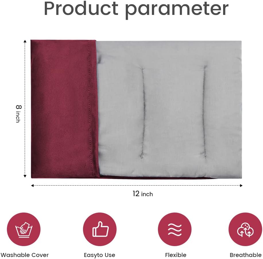 Heating Pad Microwavable with Washable Cover, 8 x 12 Multipurpose Microwave Heating Pad for Neck and Shoulders, Moist Heat Bean Bag Warm Compress for Knee, Muscles, Joints, Wrist, Abdomen (Wine Red)