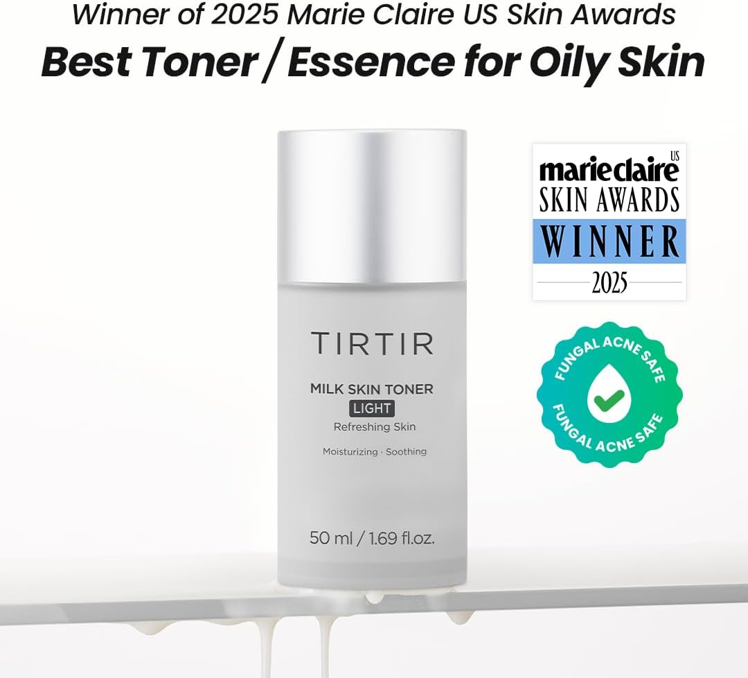TIRTIR Milk Skin Toner Light | Instant Hydration with 4% Niacinamide, Pore-Tightening, Vegan Toner for Acne-Prone, Sensitive & Oily Skin, Fungal Acne Safe, Panthenol, Allantoin, Vitamin B