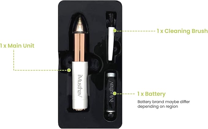 Mini Portable Painless Eyebrow Remover Trimmer for Women, Eyebrow Razor Epilator Pen,18K Gold-Plated Hypoallergenic Precision Pencil-tip. 360° LED Light for Instant and Painless Hair Remover.