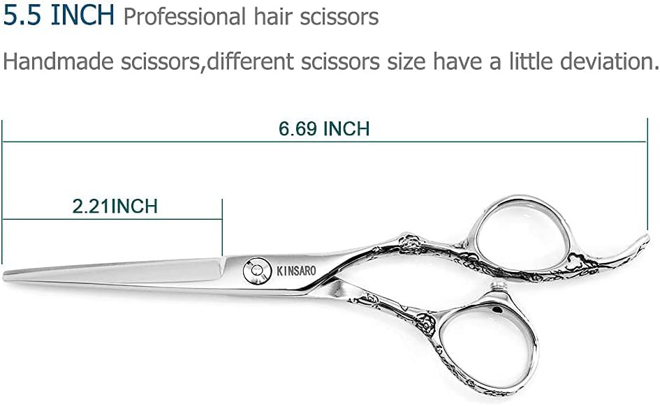 Hair Cutting Scissors 5.5 Inch Professional Haircut Hair Shears Sharp Barber Scissors 440C Hairdresser Barber Shears Rose handle KINSARO for Hairdresser Barbershop or Home Use