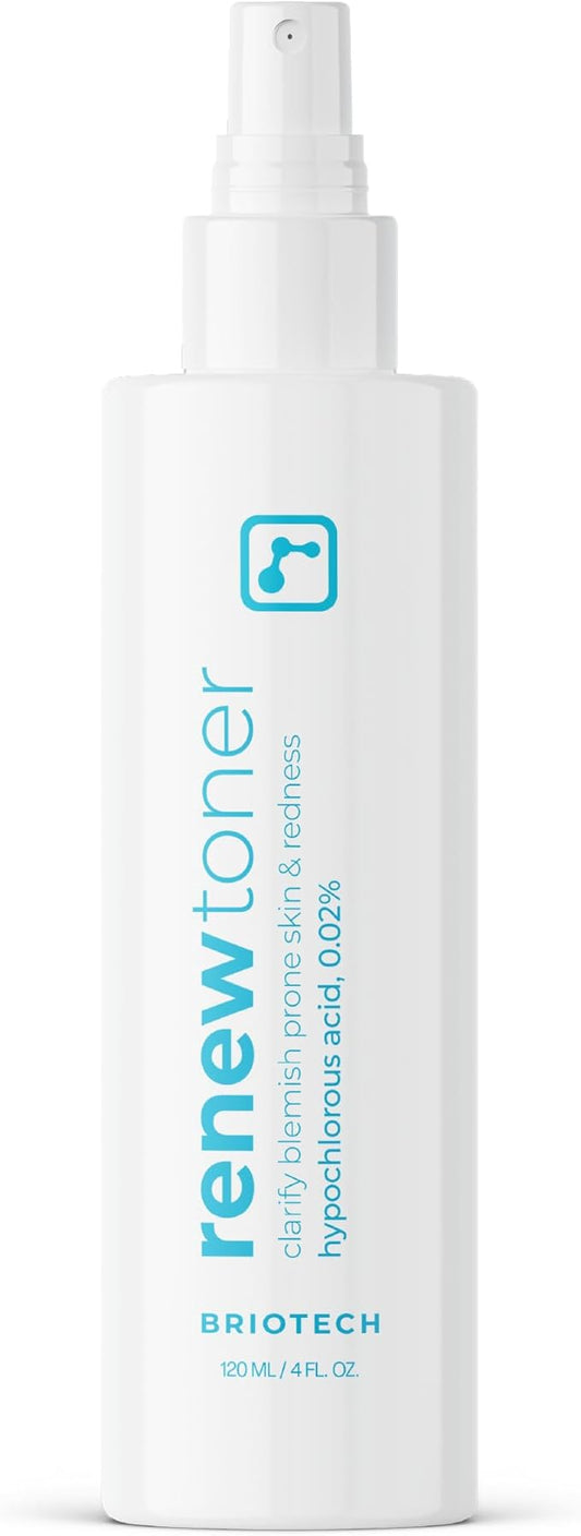 BRIOTECH Skin Renew Toner, Hypochlorous Acid Spray Topical Skin Spray for Face and Skin, Minimize Appearance of Blemishes, Soothing Mist for Redness & Bumps, 4 fl oz