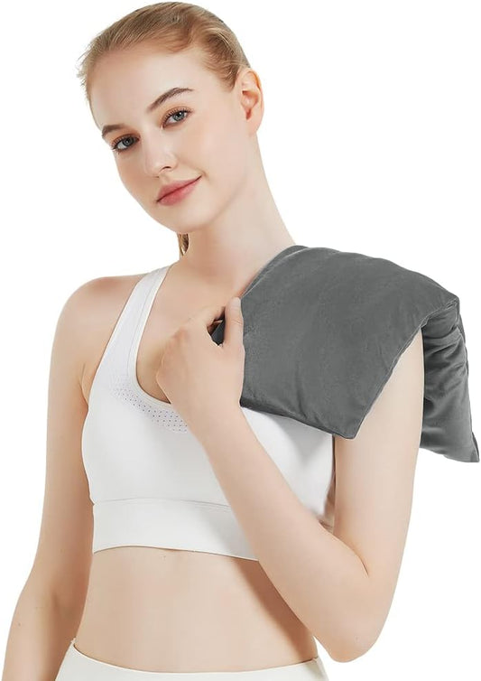 Microwavable Heating Pad with Washable Cover, 8 x 18 Microwave Heating Pad for Neck and Shoulders, Moist Heat Bean Bag Warm Compress for Knee, Joints, Wrist, Abdomen (Dark Gray)