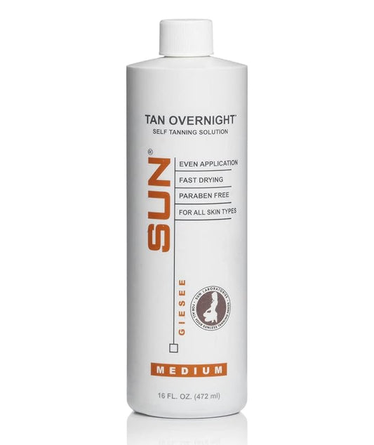 Sun Laboratories By Giesee Tan Overnight Spray Tan Solution 16 oz - Professional Tanning Spray, Sunless Tanner, Spray Tan, Self Tanner Lotion, Face Tan Spray, Non Toxic Spray Tan