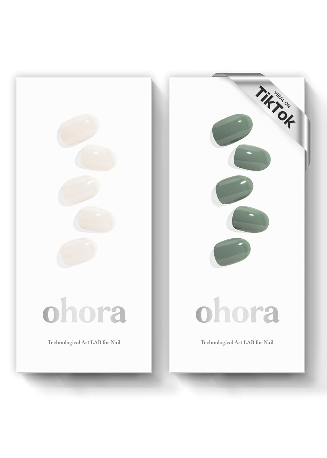 ohora Bundle Set (Pure Lush Duo) - N Cream Leaf and N Cream Cotton Semi-Cured Gel Nail Strips, Works with Any UV/LED Lamps, Salon-Quality, Long Lasting, Easy to Apply & Remove