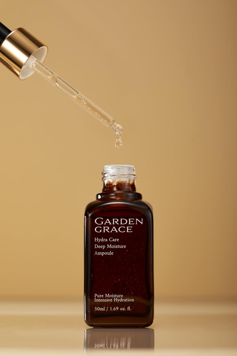 GARDENGRACE (Korean Skincare) Hydra Care Deep Moisture Ampoule(serum) 50ml, 1.69 fl.oz, Rich Natural Korean Skincare for an Even Skin Tone. Aloe vera leaf water instead of purified water(70.26%)