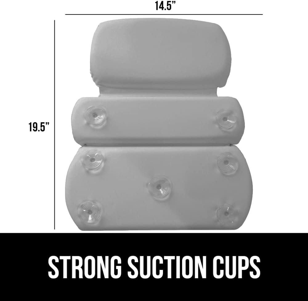 GORILLA GRIP Bath Pillow for Tub, Improved Suction Cups, Luxury Bathtub Pillows, Headrest for Neck and Back Support, Relaxing Home Spa, Hot Tubs and Bathroom Essentials, Gifts for Women, 3 Panel Gray
