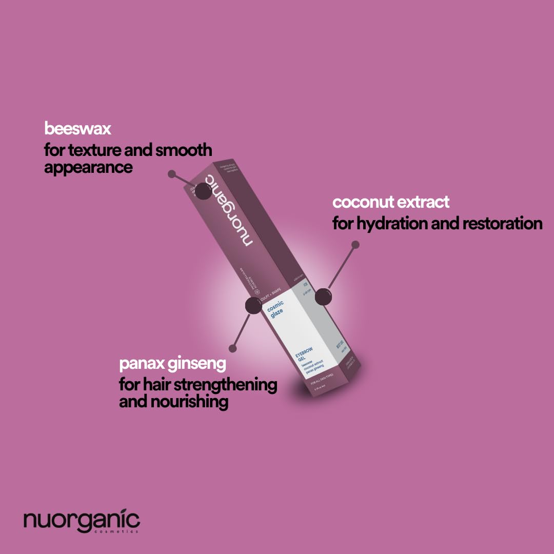 Nuorganic Brow Gel Clear - 6ml Natural Eyebrow Gel Clear, for Brow Growth | Vegan & Cruelty-Free Eyebrow Gel, Infused with Beeswax and Coconut Extract for Sculpting and Nourishing Brows