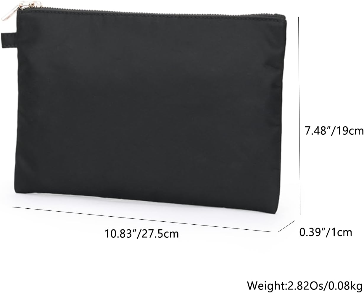 Zipper Pouch Storage Bag Simple and Stylish Women's Cosmetic and Travel Bag (Black-nylon)