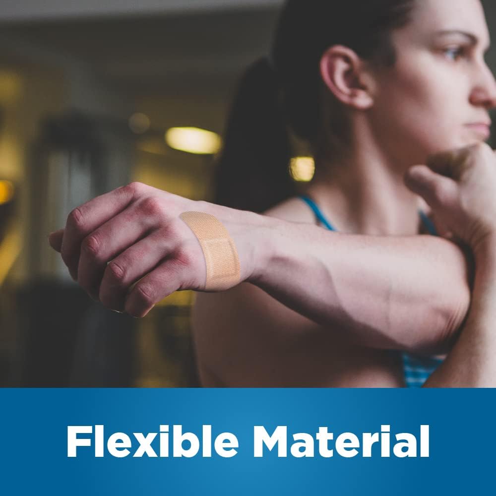 Amazon Basic Care Flexible Fabric Adhesive Bandages, First Aid and Wound Care Supplies, All-One Size, 100 Count (Pack of 3)