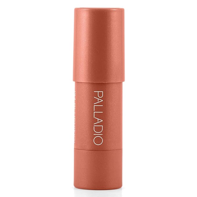 Palladio I'm Blushing 2-in-1 Cheek and Lip Tint, Buildable Lightweight Cream Blush, Sheer Multi Stick Hydrating formula, All day wear, Easy Application, Shimmery, Blends Perfectly onto Skin, Peach