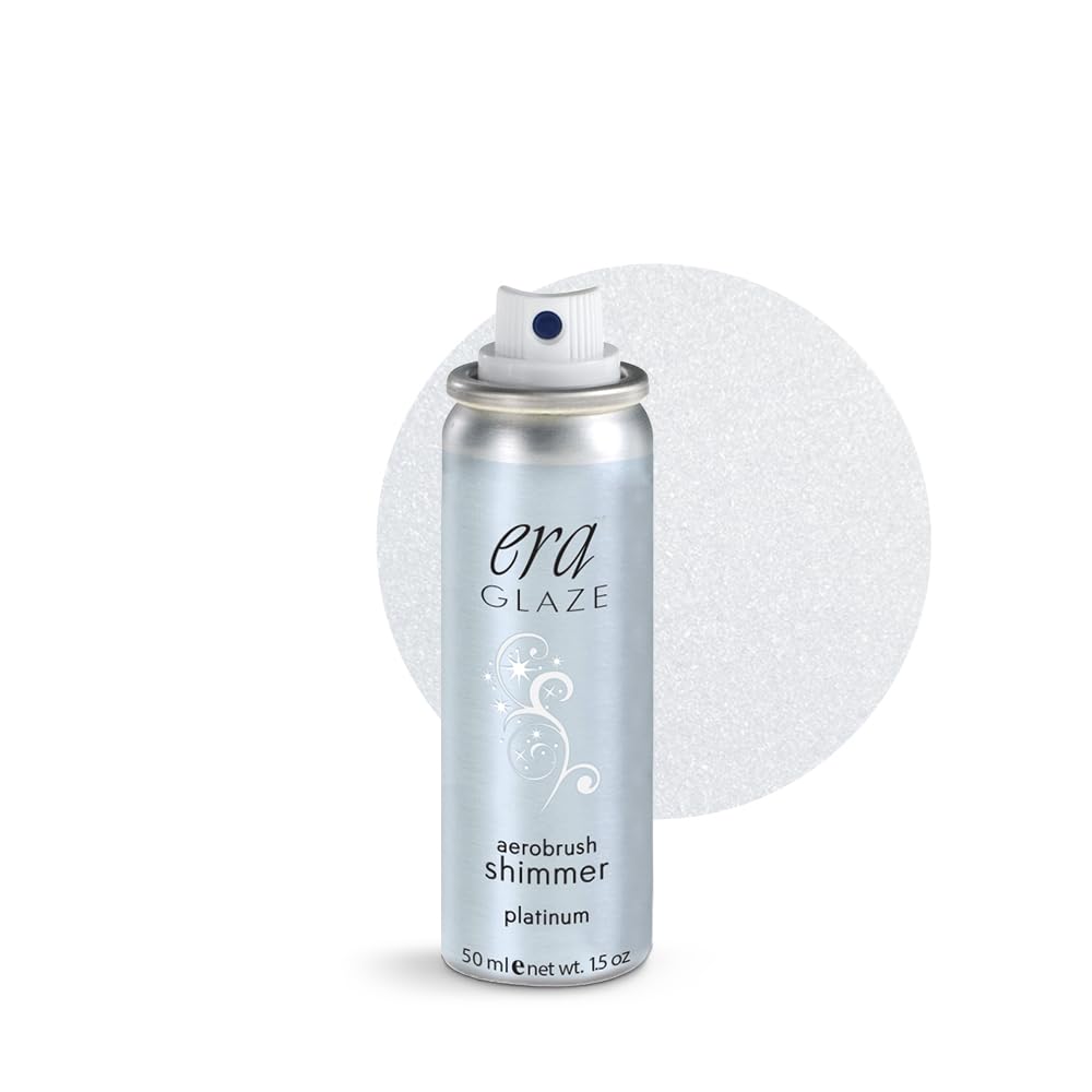 ERA Glaze spray makeup, SHIMMER - PLATINUM, 1.5 ounce, professional airbrush cosmetics by Era Beauty