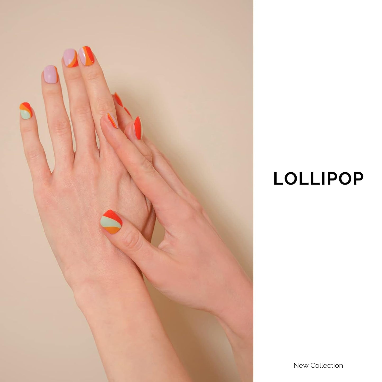 NAILOG Semi Cured Gel Nail Strips, 34 pcs Salon-Quality Gel Nail Stickers, Long Lasting Nail Wraps for Women with Soft Gel Finish | Lollipop