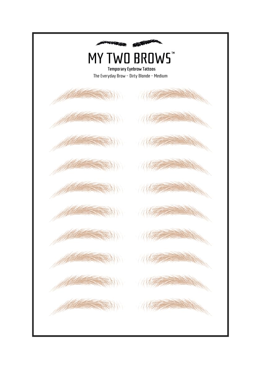 (10 pairs) Dirty Blonde Temporary Eyebrow Tattoo - Medium Size - Waterproof & Smudgeproof - Everyday Brow Style Eyebrow Stickers - Sheet Lasts up to 30 Days - Won't Work on Existing Brows