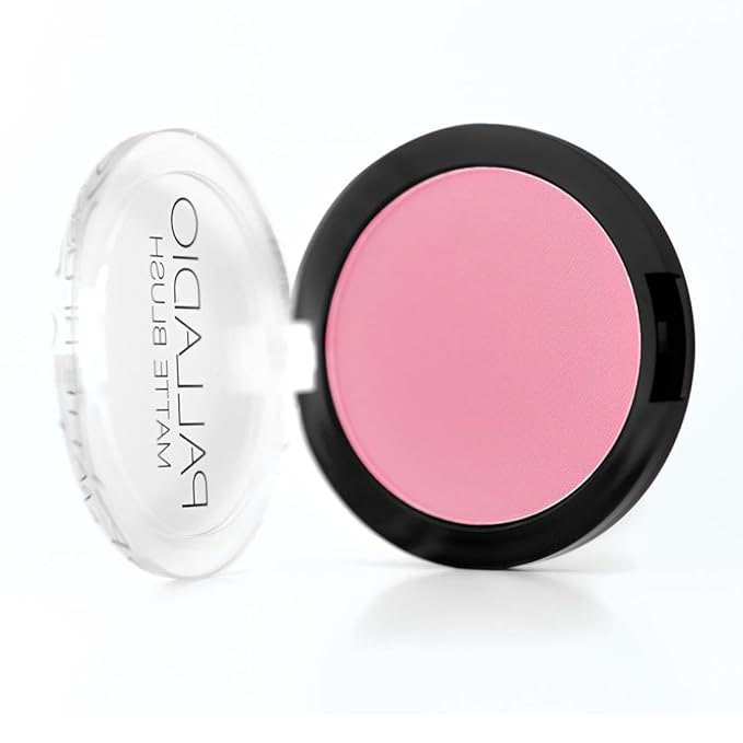 Palladio Matte Blush, Brushes onto Cheeks Smoothly, Soft Matte Look and Even Finish, Flawless Velvety Coverage, Effortless Blending Makeup, Flatters the Face, Convenient Compact, Berry Pink