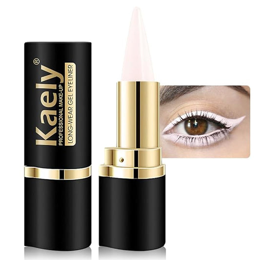 Kaely Quartz Queen White Gel Eyeliner Pencil, Natural Cream Eye Liner Waterproof Smudge Proof, Matte Waterline Eyeliner Eyeshadow Stick, Brighten Eye Makeup, Vegan & Cruelty-Free, 14