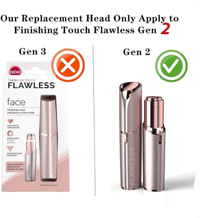 【Generation 2】Facial Hair Remover Replacement Heads for Finishing Touch Flawless Facial Hair Remover, Replacement Blades for Finishing Touch Flawless Gen 2 Hair Removal, 4 Pack (Gold)