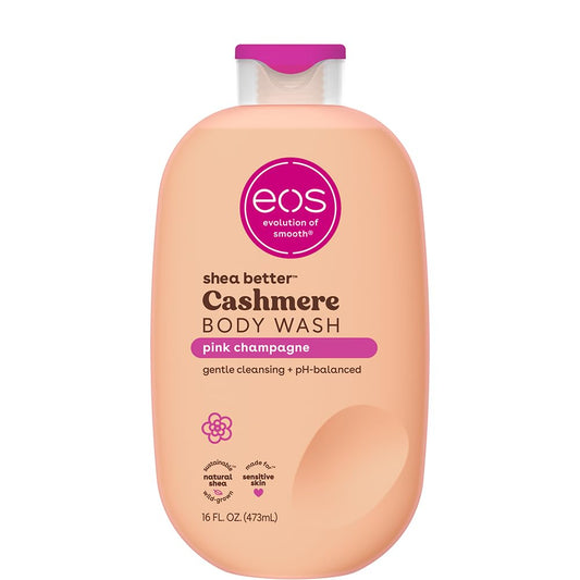 eos Shea Better Cashmere Body Wash, Pink Champagne, Moisturizing and Nourishing, pH Balanced Creamy Gel Formula, Paraben & Phthalate Free, Sensitive Skin,16 fl oz