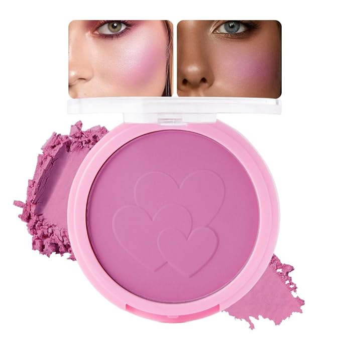 Single Purple Matte Blush for Cheeks Face Blushes Makeup Palette, Rose Bean Monochrome Cream Blushes Palette Makeup for Older Women, Natural Pigmented Paleta de Púrpura monocromática 01