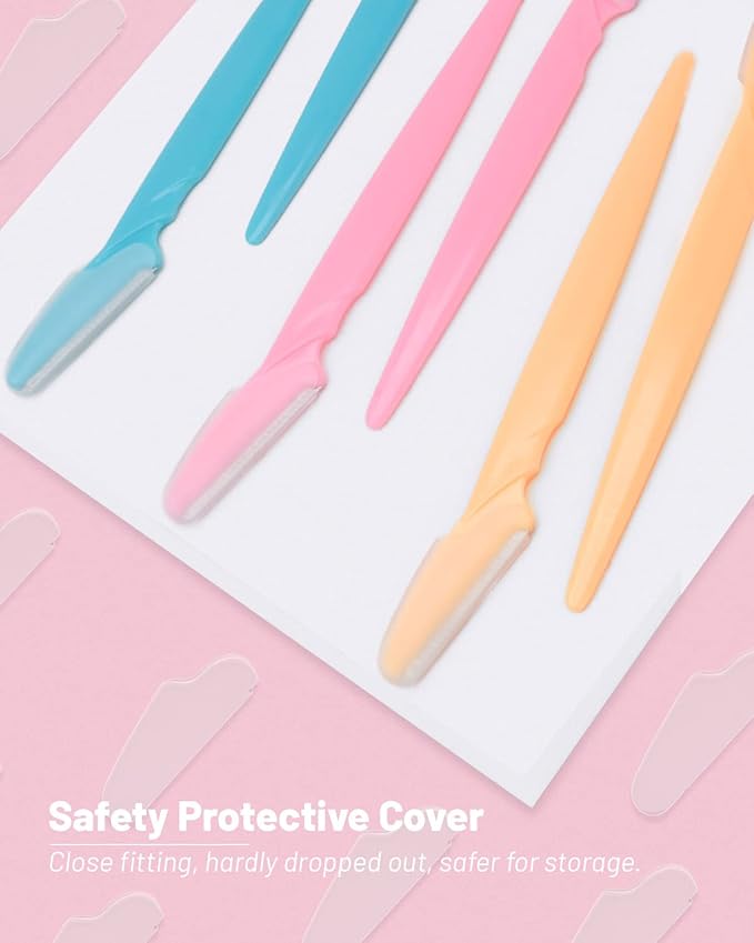 MoHern Eyebrow Razor with Box, 60 Pcs Face Razors for Women and Men, Multipurpose Dermaplane Razor, Dermaplaning Tool for Face, Multi-Color