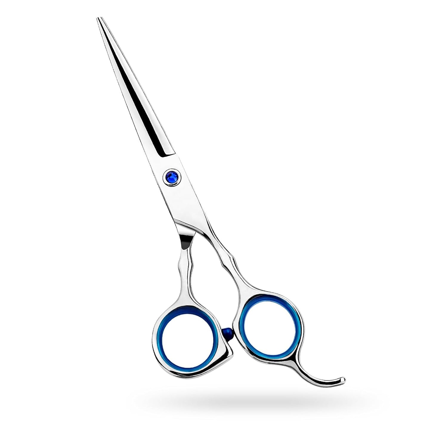 Regular Hair Cutting Shears Professional Barber Scissors Home Blue Detachable Finger Ring for Men Women Kid