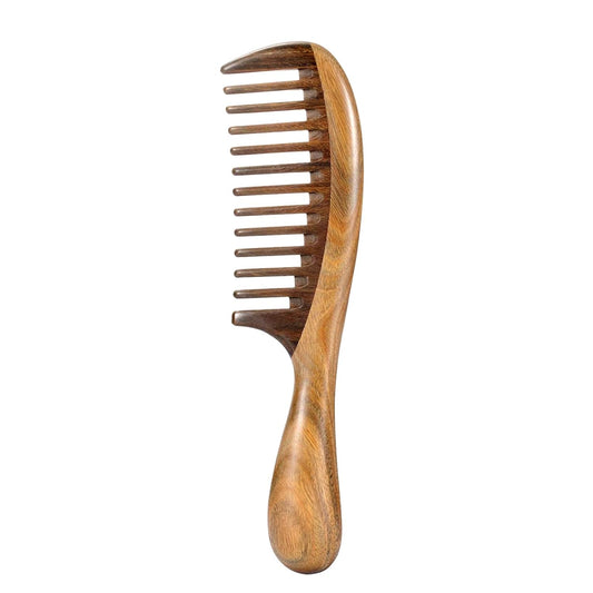 Louise Maelys Hair Comb Wooden Wide Tooth Combs for Curly Hair Detangling Sandalwood