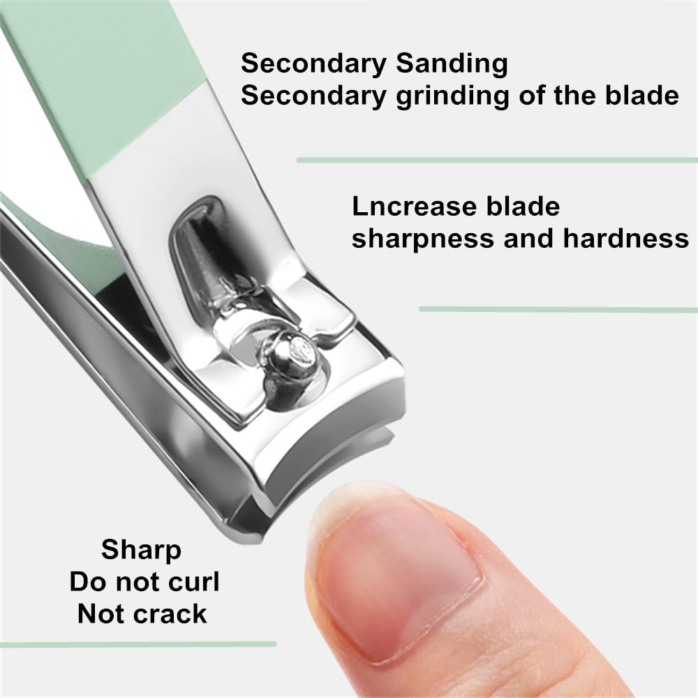 7pcs Manicure Set, Nail Clippers Kit, Stainless Steel Manicure Kit, Nail Clipping Tools Portable Travel Grooming Kit, The Best Gift with Luxurious Case (Green)