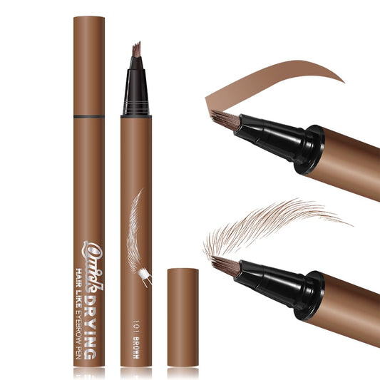 Kaely Microblading Eyebrow Pen with Multiple Fork Tips, Square Brush Magic Eyebrow Contouring Pen Waterproof, 3d Eye Brow Pencils for Women, Create Natural Hair-Like Brows, 101 Brown