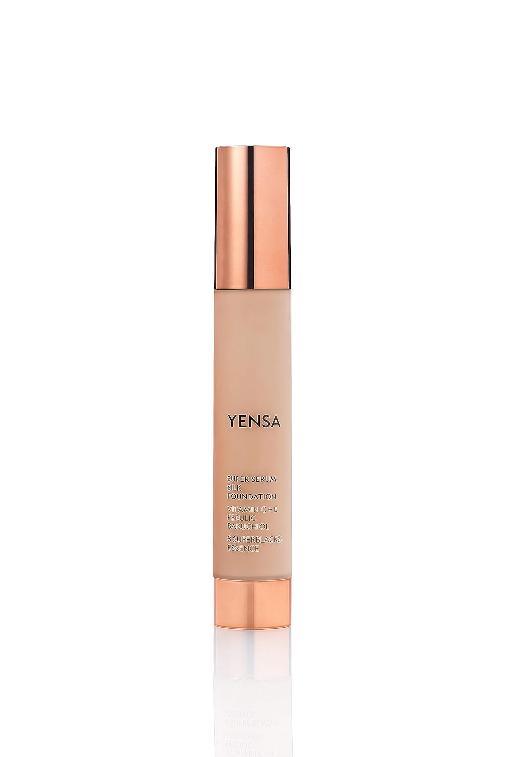 YENSA Serum Foundation Makeup - Super Silk Full Coverage Foundation Enriched with Peptides, Vitamin C & Ferulic Acid to Help Reduce Fine Lines, Wrinkles & Dark Circles - Tan 1 (1 oz)