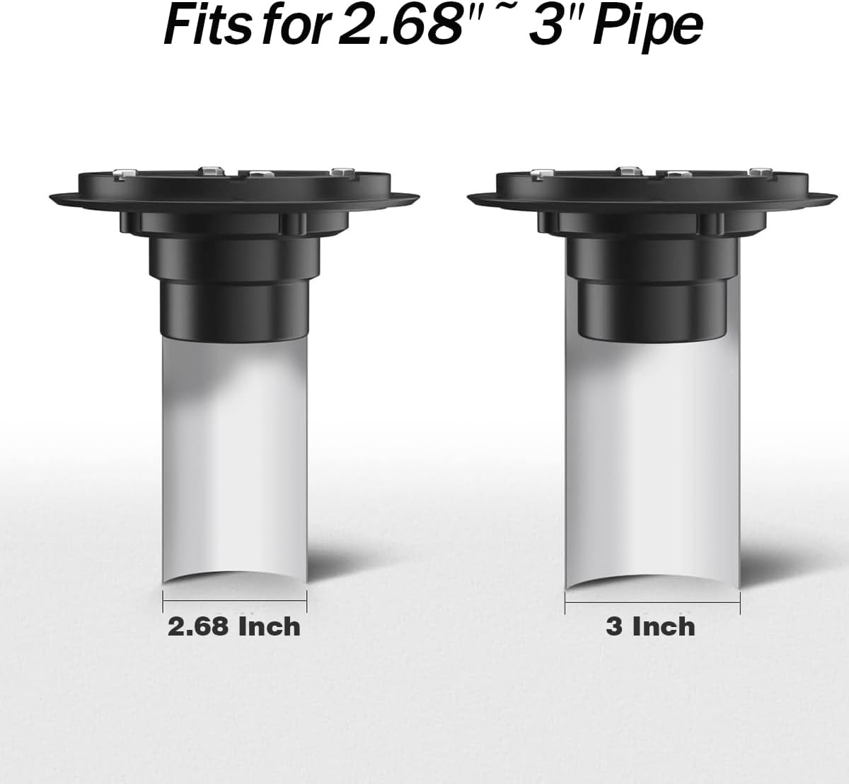 RANDOM Round Shower Drain Kit Matte Black with Adjustable Base Flange,4 Inch Shower Drain Cover with Threaded Adapter,Removable Invisible Look 304 Stainless Steel