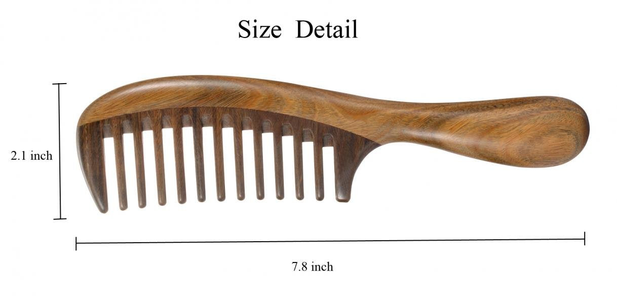 Louise Maelys 2pcs Sandalwood Wide Tooth Hair Combs Moon Shape Wooden Comb for Curly Hair