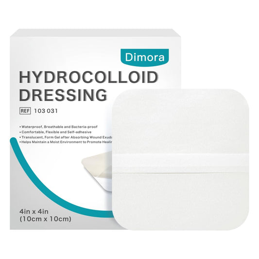 Dimora Hydrocolloid Wound Dressing, 10 Pcs Ultra Thin 4" x 4" Large Patch Bandages with Self-Adhesive, Fast Healing for Bedsore, Burn, Blister, Acne Care, Sterile and Waterproof