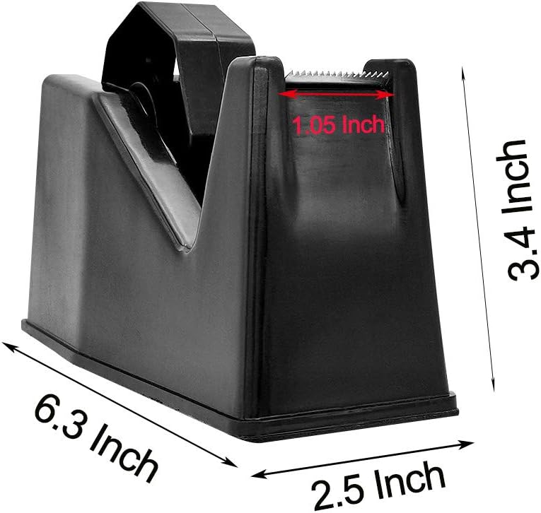 Tape Dispenser, Heat Press Tape Dispenser, Desk Heat Tape Dispenser 6.3 x 2.5 x 3.4 Inch, Holder Fits 1" and 3" Core (Black)
