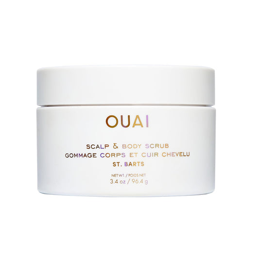 OUAI Scalp & Body Scrub, St. Barts Travel Size - Exfoliating Body Scrub with Sugar & Coconut Oil Blend for Smooth, Moisturized Skin - Gentle Scalp Exfoliator for Removing Product Build Up (3.4 oz)