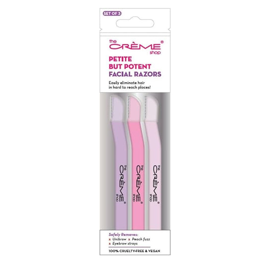 The Crème Shop Petite But Potent Facial Razors Dermaplaning Tool for Face | Face Razors for Women | Stocking Stuffers for Women (Pack of 3)