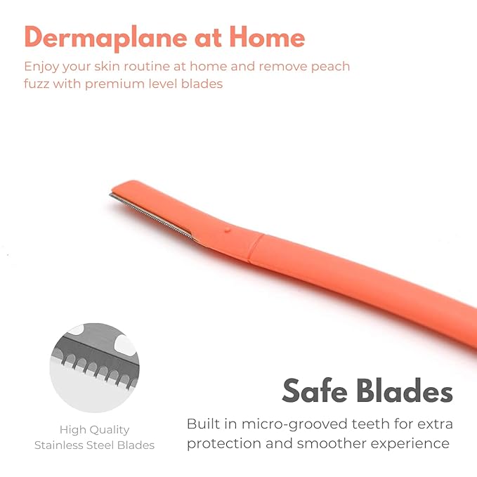 Chaosss &., Facial Fuzz-Free Razor, Eyebrow Trimmer Chaosss Co. Professional Exfoliating Dermaplaning Tool, Peach Fuzz Shaver and Multipurpose Home Skin Care for Women and Men (Pack of 4)