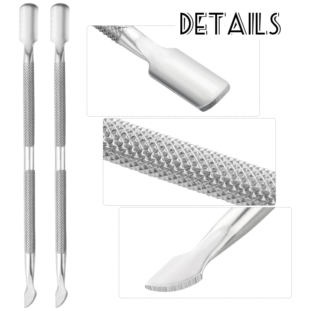 4 Pieces Nail Cuticle Pusher Stainless Steel Nail Polish Cuticle Remover Double Ended Manicure Nail Pedicure Tool Metal Cuticle Peeler Scraper for Fingernails and Toenails (Silver)