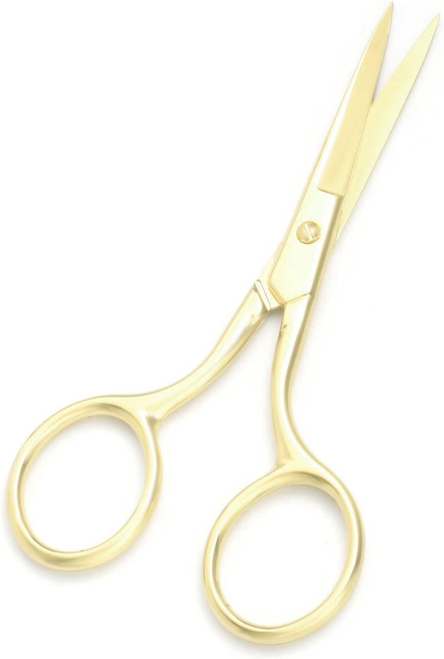 Multicolor Professional Grooming Scissors for Personal Care Facial Hair Removal and Ear Nose Eyebrow Trimming Stainless Steel Fine Straight Tip Scissors 3.9 Inch (Gold)