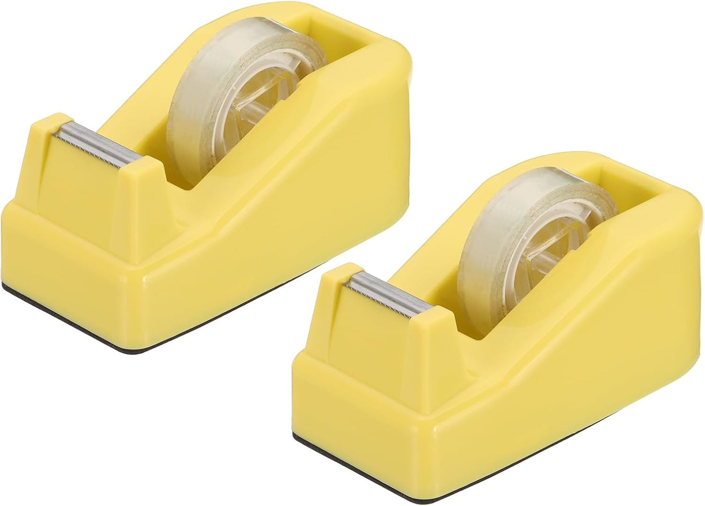 PATIKIL 2pcs Tape Dispenser Desk, Small Tape Dispenser Cute Desktop Dispenser Holder for Tape Office Desktop, Yellow