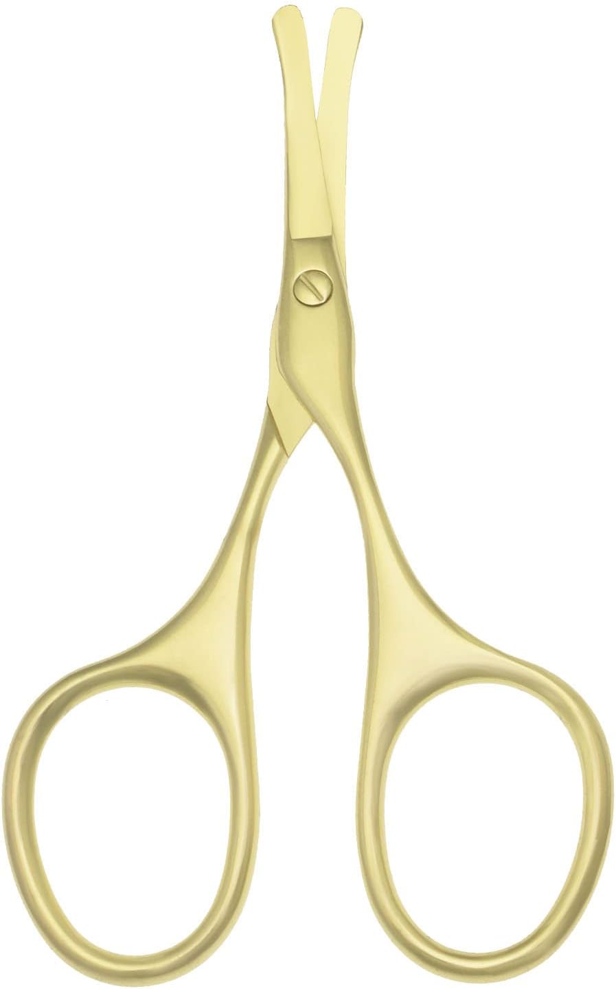Multicolor Professional Grooming Scissors for Personal Care Facial Hair Removal and Ear Nose Eyebrow Trimming Stainless Steel Fine Straight Tip Scissors 3.9 Inch (Curved Safety Head Gold)