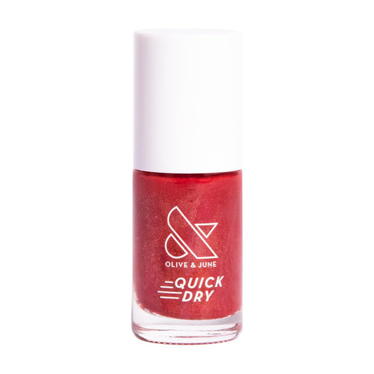 Olive & June Quick Dry Nail Polish | Instant, Fast-Drying, Smudgeproof Color | 15-free, Vegan, Cruelty-Free Formula | Lasts up to 5 Days | Salon-Quality Manicure at Home | Lippy | Shimmering Red