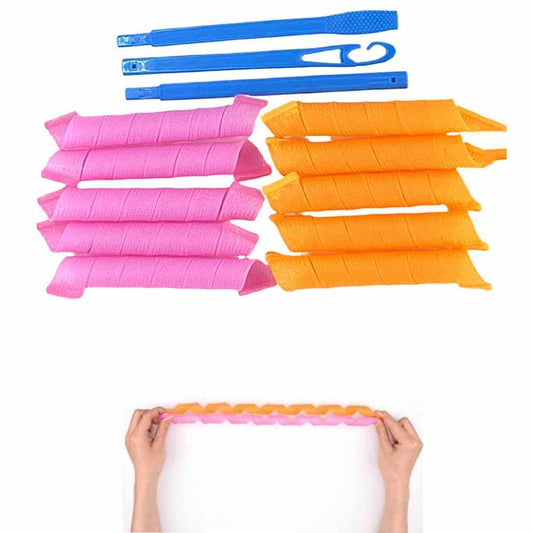 Heatless Hair Curling Set Magic No Heat Spiral Hair Curls Portable DIY Rollers Styling Kit Durable Beauty Makeup(10pcs*21.7in)