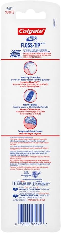 Colgate 360 Vibrate Deep Clean Battery Operated Toothbrush Pack, Disposable Electric Toothbrush with 1 AAA Battery Included, Whole Mouth Clean, 24 Pack