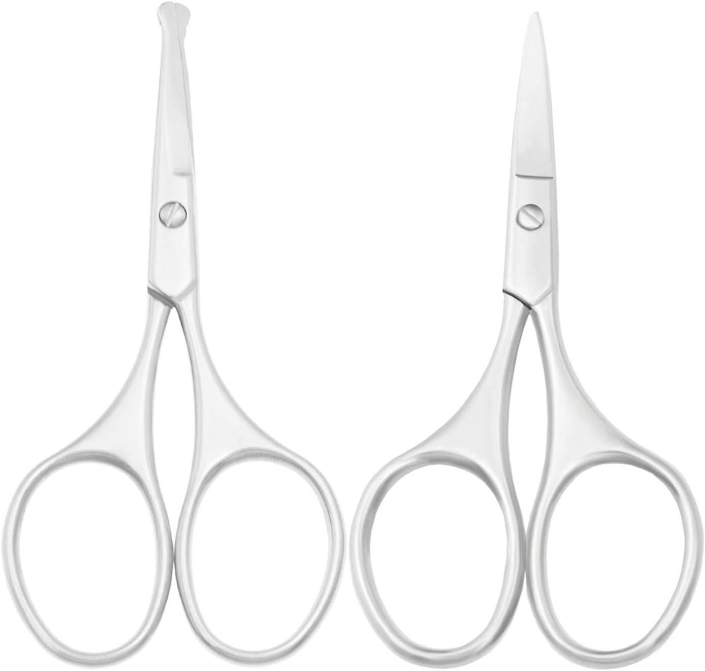 Multicolor Professional Grooming Scissors for Personal Care Facial Hair Removal and Ear Nose Eyebrow Trimming Stainless Steel Fine Straight Tip Scissors 3.9 Inch (Silver Set D)