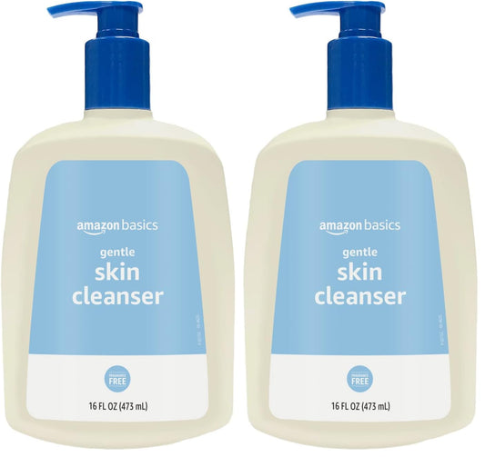 Amazon Basics Daily Facial Cleanser For Gentle Skin, Unscented, 16 Fl Oz (Pack of 2)