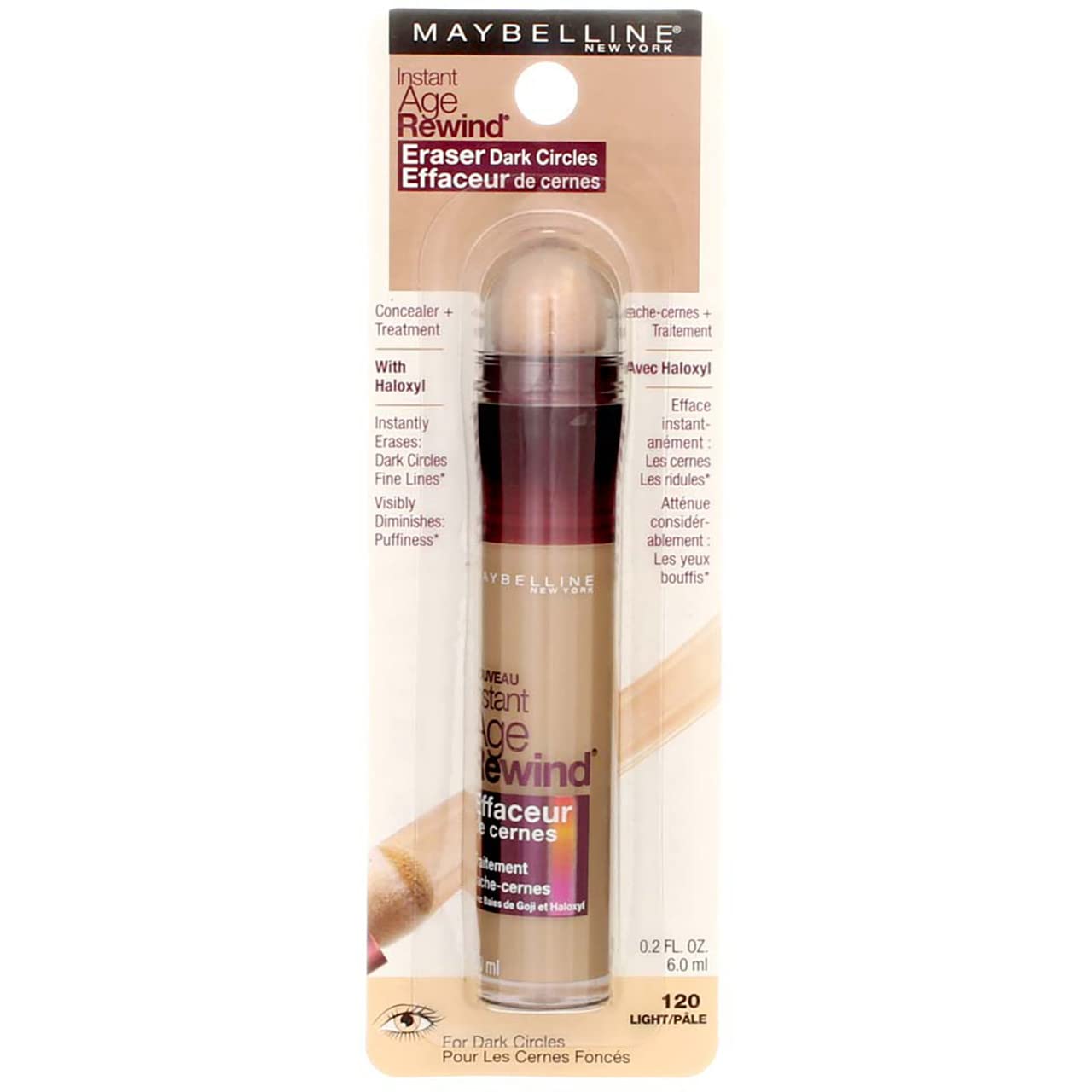 Maybelline Instant Age Rewind Eraser Dark Circles Treatment Concealer, Light 0.2 oz (Pack of 7)